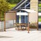 Costway 10 x 12 FT Outdoor Retractable Pergola with Retractable Canopy Wood Looking Posts Beige/Gray